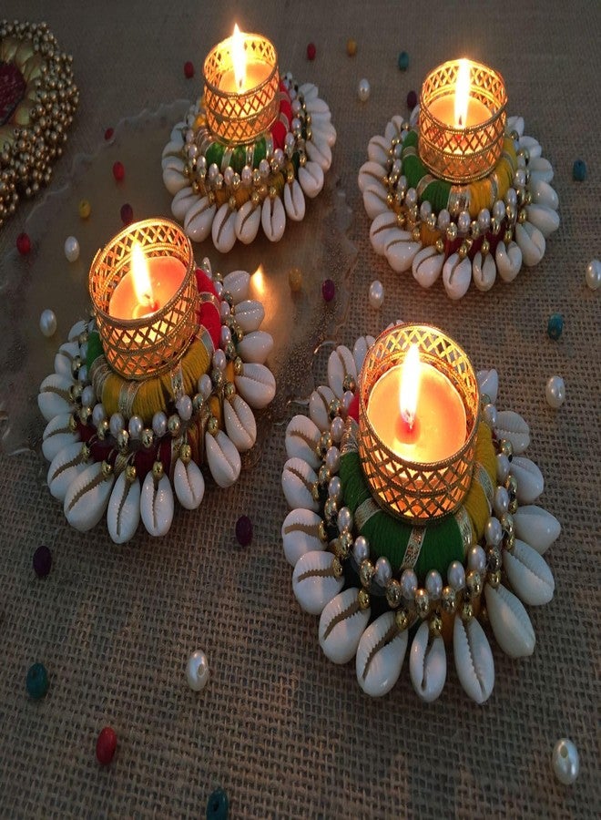 thriftkart Metal Heavy Design Hand Made Decorative Diya - Pack of 4 | Tea Light Candle Holder for Festival, Occasion, Diwali & Home Decoration - Image 4